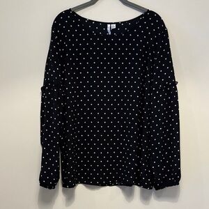 Elle Black and White Polka Dot Blouse